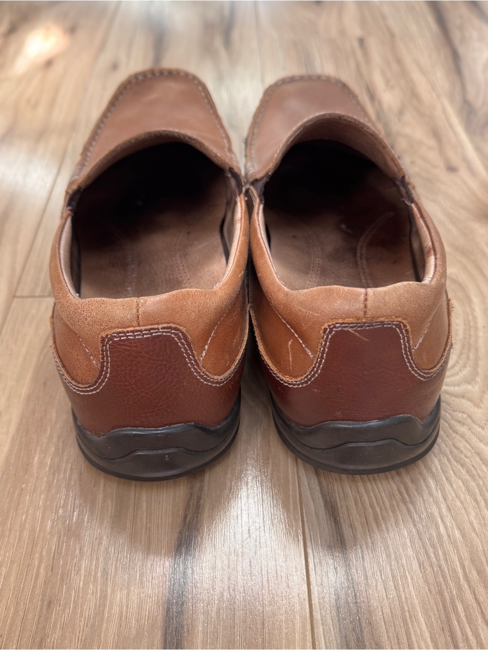 Vionic Men's Aster Preston Tan Brown Leather Slip On Moc Loafers Comfort Size 10 - Picture 5 of 13
